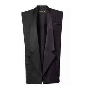 NWOT Balmain X H&M Black Satin Vest Waistcoat size 6.